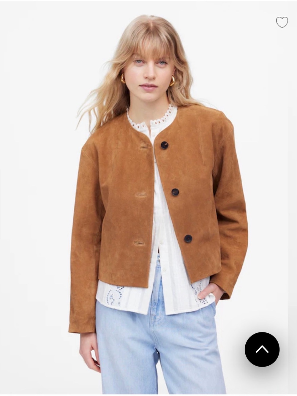Madewell Women's Suede cropped Button-Front Cardigan Jacket in Camel NWT Large